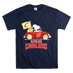 Cleveland Cavaliers Snoopy Driving Car with Basketball and Flag T Shirt 7
