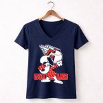 Cleveland Guardians Snoopy Dabbing Baseball 5 Womens V Neck.jpg