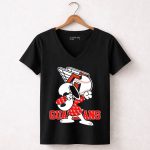 Cleveland Guardians Snoopy Dabbing Baseball 7 Womens V Neck.jpg