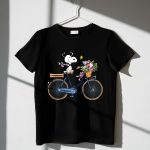 Cleveland Guardians Snoopy Riding Bicycle with Flowers and Baseball Bow Tie 1 T Shirt.jpg