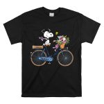 Cleveland Guardians Snoopy Riding Bicycle with Flowers and Baseball Bow Tie T Shirt 6.jpg