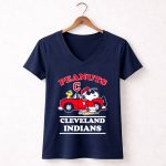 Cleveland Guardians x Peanuts Snoopy and Woodstock car 5 Womens V Neck.jpg