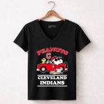 Cleveland Guardians x Peanuts Snoopy and Woodstock car 7 Womens V Neck.jpg