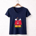 Cleveland Indians Snoopy Pumpkin House 5 Womens V Neck.jpg
