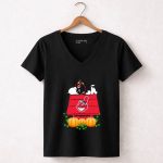 Cleveland Indians Snoopy Pumpkin House 7 Womens V Neck.jpg