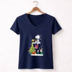 Cleveland Indians Snoopy Woodstock Christmas 5 Womens V Neck.jpg