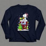 Colorado Avalanche Christmas Snoopy and Woodstock with Gifts and Tree 6 Long Sleeves.jpg