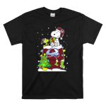 Colorado Avalanche Christmas Snoopy and Woodstock with Gifts and Tree T Shirt 6.jpg