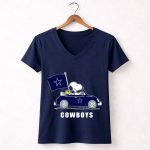 Cowboys Snoopy Dallas Cowboys Flag Peanuts Woodstock Car Blue Star 5 Womens V Neck