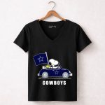 Cowboys Snoopy Dallas Cowboys Flag Peanuts Woodstock Car Blue Star 7 Womens V Neck