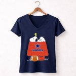 Cowboys Snoopy Woodstock Football Dallas Star House 5 Womens V Neck