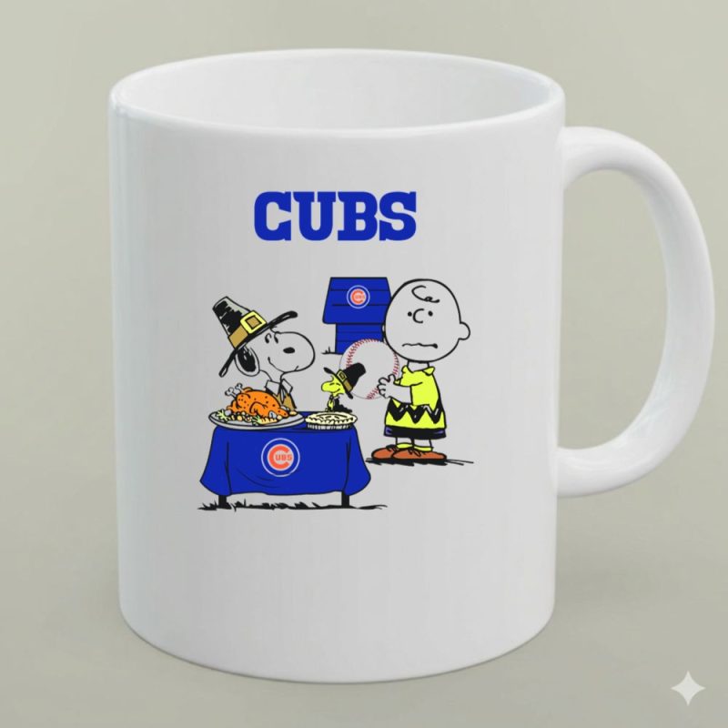 Cubs Snoopy Charlie Brown Thanksgiving Baseball 1 Mug.jpg