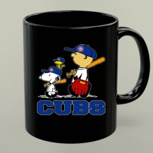 Cubs Snoopy Woodstock Baseball Fans With Cubs Caps 1 mug.jpg