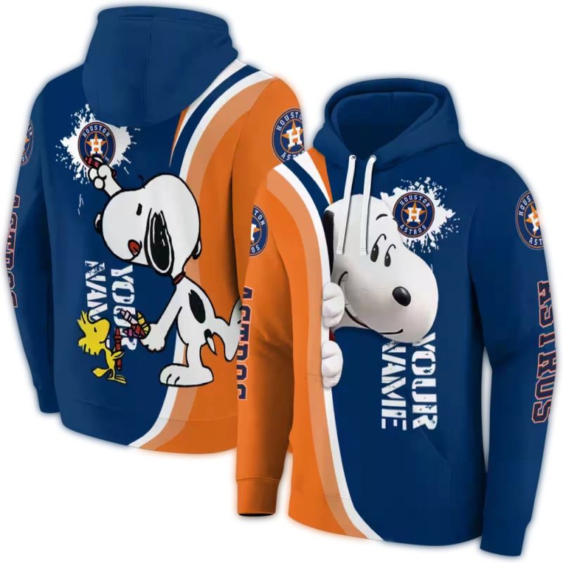Custom Houston Astros Snoopy And Woodstocks All Over Print Hoodie 1.Jpg