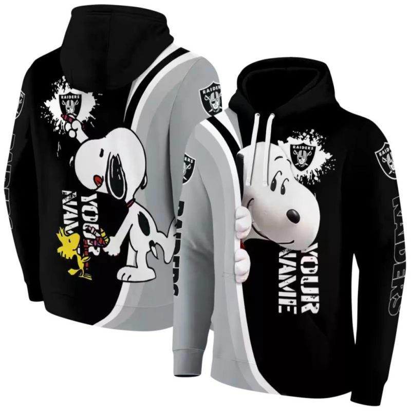 Custom Name Las Vegas Raiders Peeking Snoopy Aop Hoodie 1.Jpg