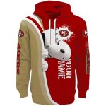 Custom Name San Francisco 49ers Peeking Snoopy Red All over Print Hoodie 2.jpg