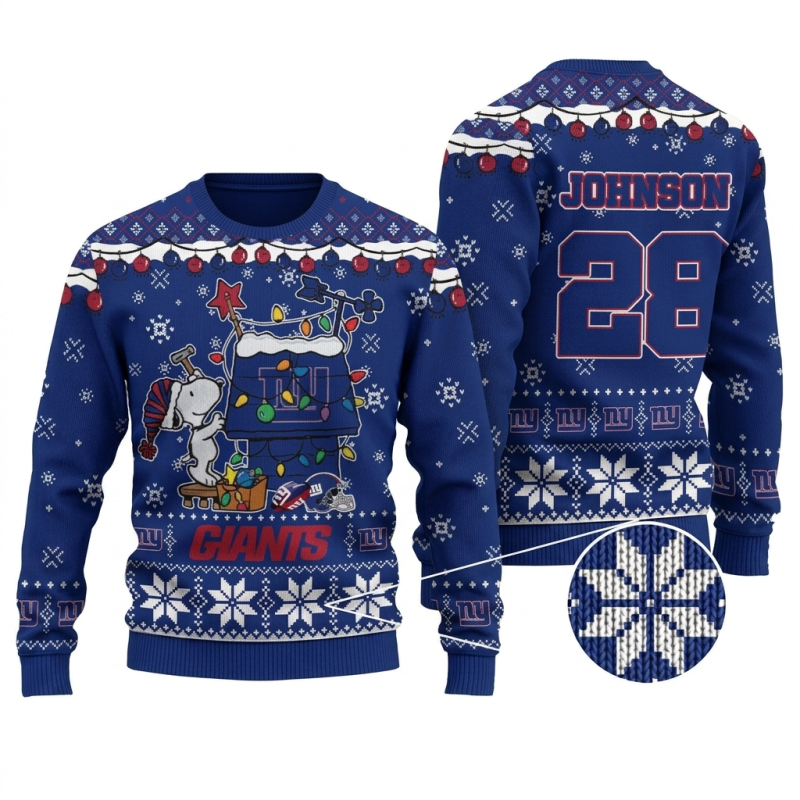 Custom Name Snoopy New York Giants Ugly Sweater 1.Png