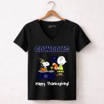 Dallas Cowboys Snoopy Charlie Brown Happy Thanksgiving 7 Womens V Neck
