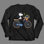 Dallas Cowboys Snoopy on Bicycle with Flowers and Star Basket 4 Long Sleeves