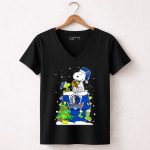 Dallas Mavericks Merry Christmas Snoopy Peanuts Holiday Celebration 7 Womens V Neck