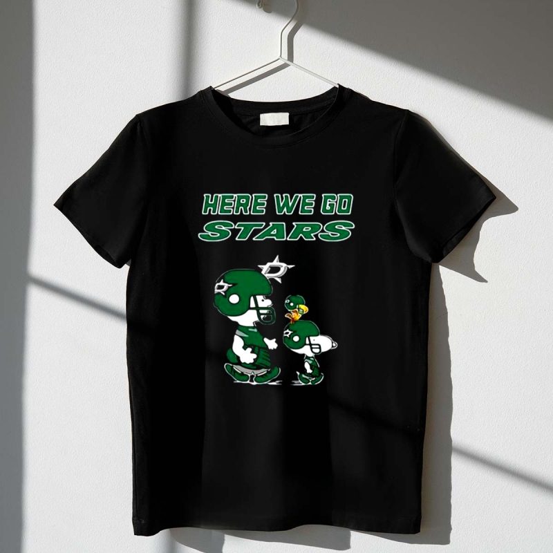 Dallas Stars Here We Go Stars Charlie Brown Snoopy And Woodstock 1 T Shirt.jpg