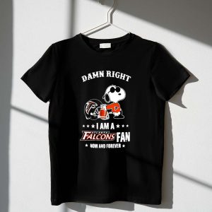 Damn Right I Am A Atlanta Falcons Fan Now And Forever Snoopy Football Helmet 1 T Shirt