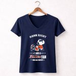 Damn Right I Am A Atlanta Falcons Fan Now And Forever Snoopy Football Helmet 5 Womens V Neck