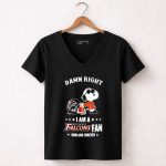 Damn Right I Am A Atlanta Falcons Fan Now And Forever Snoopy Football Helmet 5 Womens V Neck1