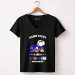 Damn Right I Am a Bears Fan Now and Forever Snoopy Chicago Bears 7 Womens V Neck