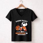 Damn Right I Am a Bengals Fan Now and Forever Snoopy Football Bengals 5 Womens V Neck1