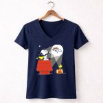 Denver Broncos Snoopy And Woodstock Football Night Scene 5 Womens V Neck