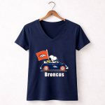Denver Broncos Snoopy Car Broncos Flag 1 5 Womens V Neck