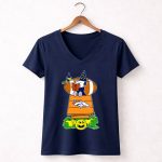 Denver Broncos Snoopy Halloween Football Wizard Pumpkin Scene 5 Womens V Neck