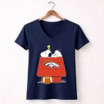 Denver Broncos Snoopy Woodstock Football Doghouse 5 Womens V Neck