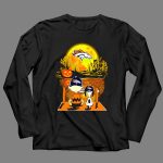 Denver Broncos Snoopy and Charlie Brown Halloween Pumpkin Moon Scene 4 Long Sleeves