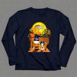Denver Broncos Snoopy and Charlie Brown Halloween Pumpkin Moon Scene 6 Long Sleeves