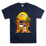 Denver Broncos Snoopy and Charlie Brown Halloween Pumpkin Moon Scene T Shirt 7