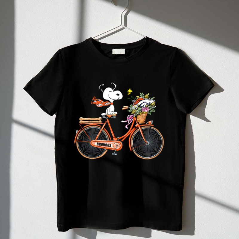 Denver Broncos Snoopy On Bicycle With Woodstock And Helmet 1 T Shirt