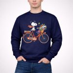 Denver Broncos Snoopy on Bicycle with Woodstock and Helmet 3 Sweatshirt