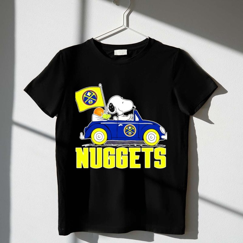 Denver Nuggets Snoopy Driving Car With Basketball Flag 1 T Shirt
