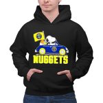 Denver Nuggets Snoopy Driving Car with Basketball Flag 2 Hoodie