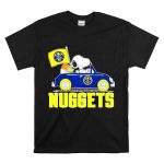 Denver Nuggets Snoopy Driving Car with Basketball Flag T Shirt 6
