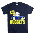 Denver Nuggets Snoopy Driving Car with Basketball Flag T Shirt 7