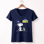 Denver Nuggets Snoopy and Woodstock with Pilgrim Hats 5 Womens V Neck