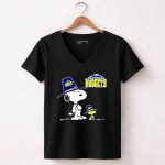 Denver Nuggets Snoopy and Woodstock with Pilgrim Hats 6 Womens V Neck