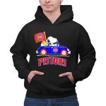 Detroit Pistons Basketball Snoopy Driving Car with Flag 2 Hoodie
