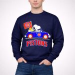 Detroit Pistons Basketball Snoopy Driving Car with Flag 3 Sweatshirt
