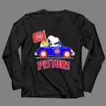 Detroit Pistons Basketball Snoopy Driving Car with Flag 4 Long Sleeves