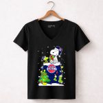 Detroit Pistons Snoopy Christmas Peanuts 7 Womens V Neck