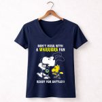 Dont Mess with a Warriors Fan Ready for Battle Snoopy Woodstock 5 Womens V Neck